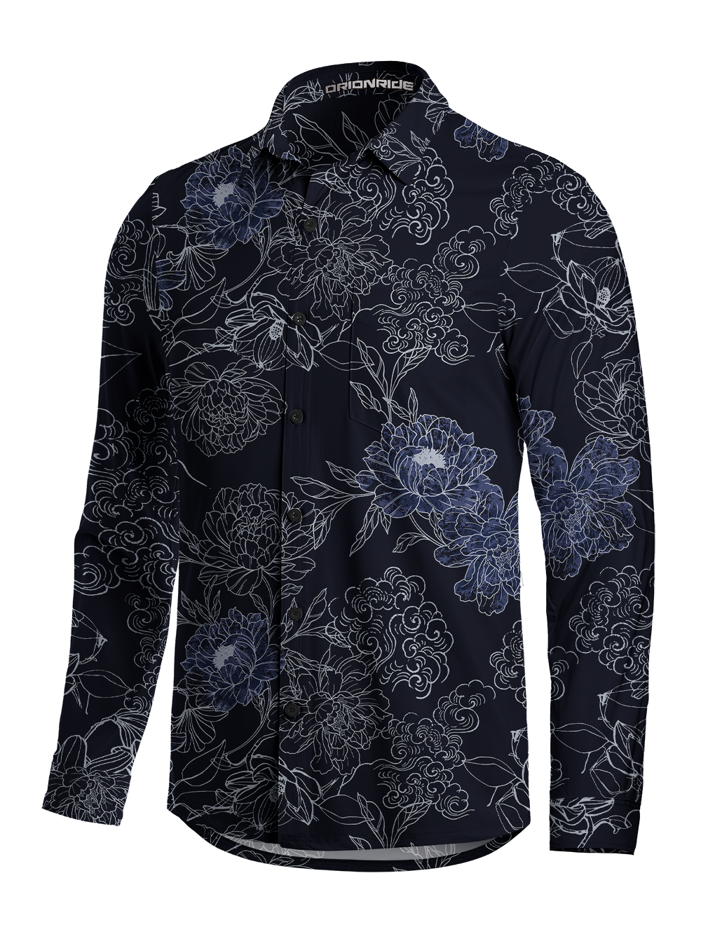 Orionride Auspicious Clouds And Flowers Men's Stretchy Breathable Long Sleeve Gravel Shirt