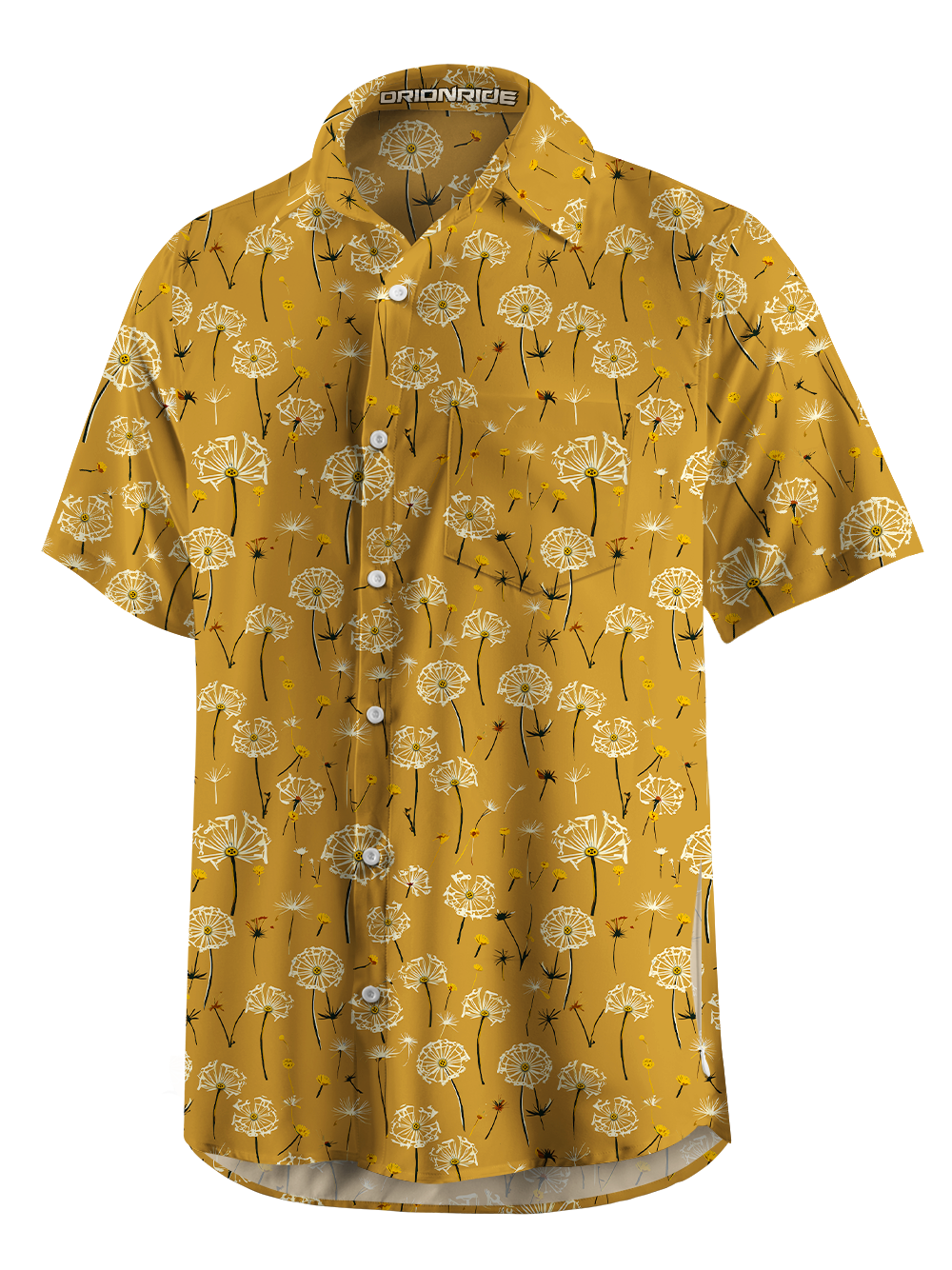 Orionride Warm Dandelion Field Zipper Pockets Ultra Lightweight Short Sleeves Gravel Shirt