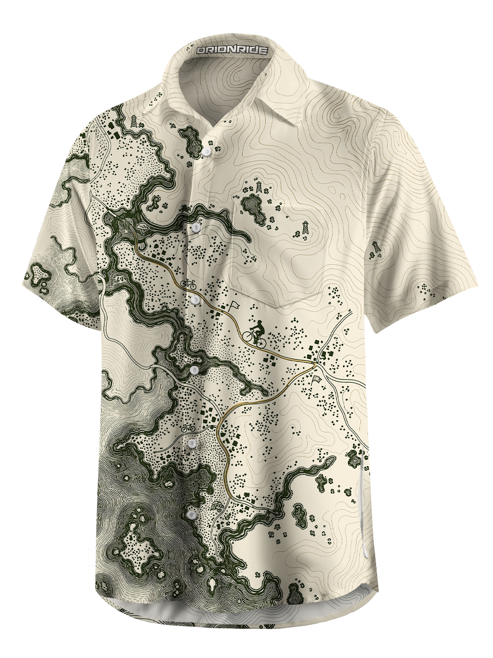 Orionride Trail Map Zipper Pockets Ultra Lightweight Short Sleeves Gravel Shirt