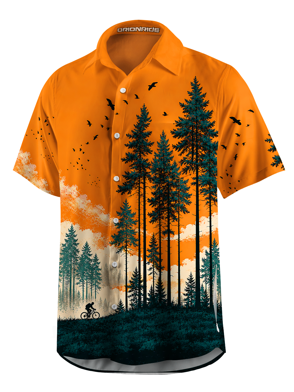 Orionride Sunset Solitude Zipper Pockets Ultra Lightweight Short Sleeves Gravel Shirt