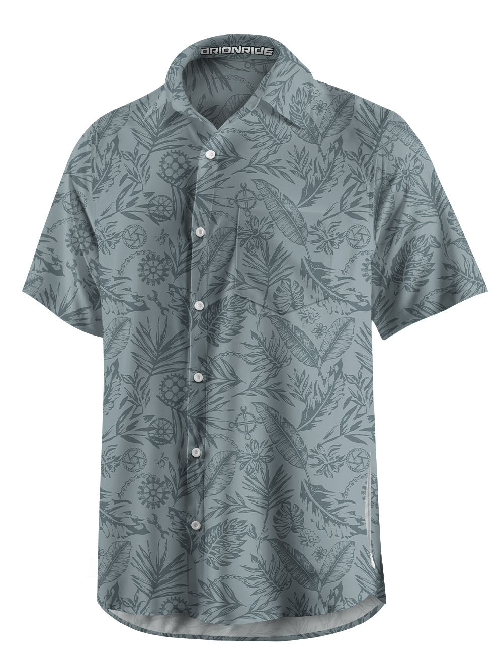Orionride Leaves And Gears Zipper Pockets Ultra Lightweight Short Sleeves Gravel Shirt