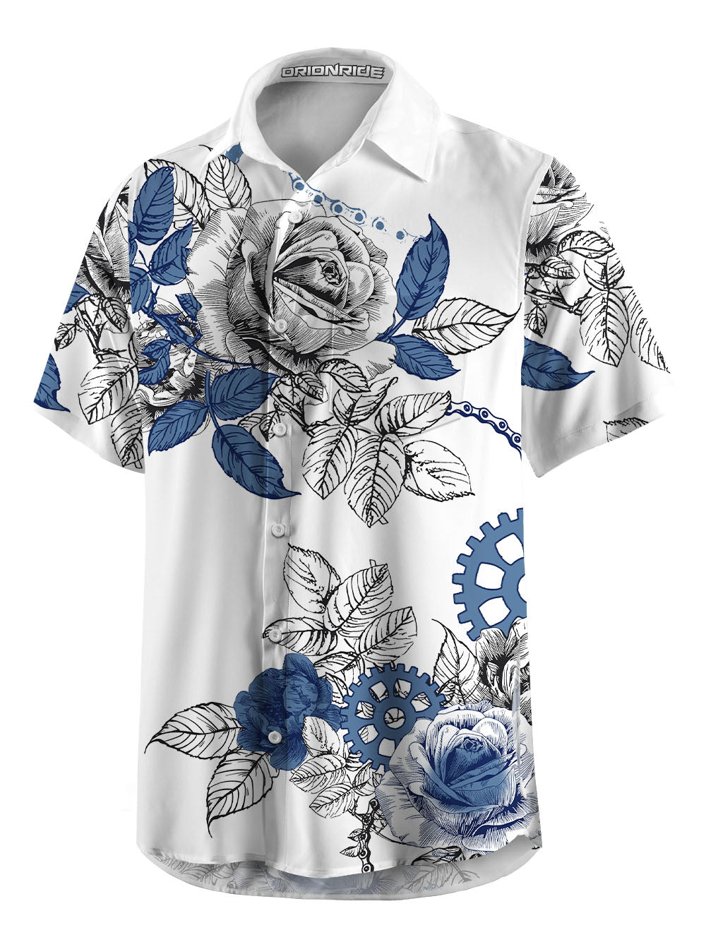 Orionride Blooming Roses Zipper Pockets Ultra Lightweight Short Sleeves Gravel Shirt