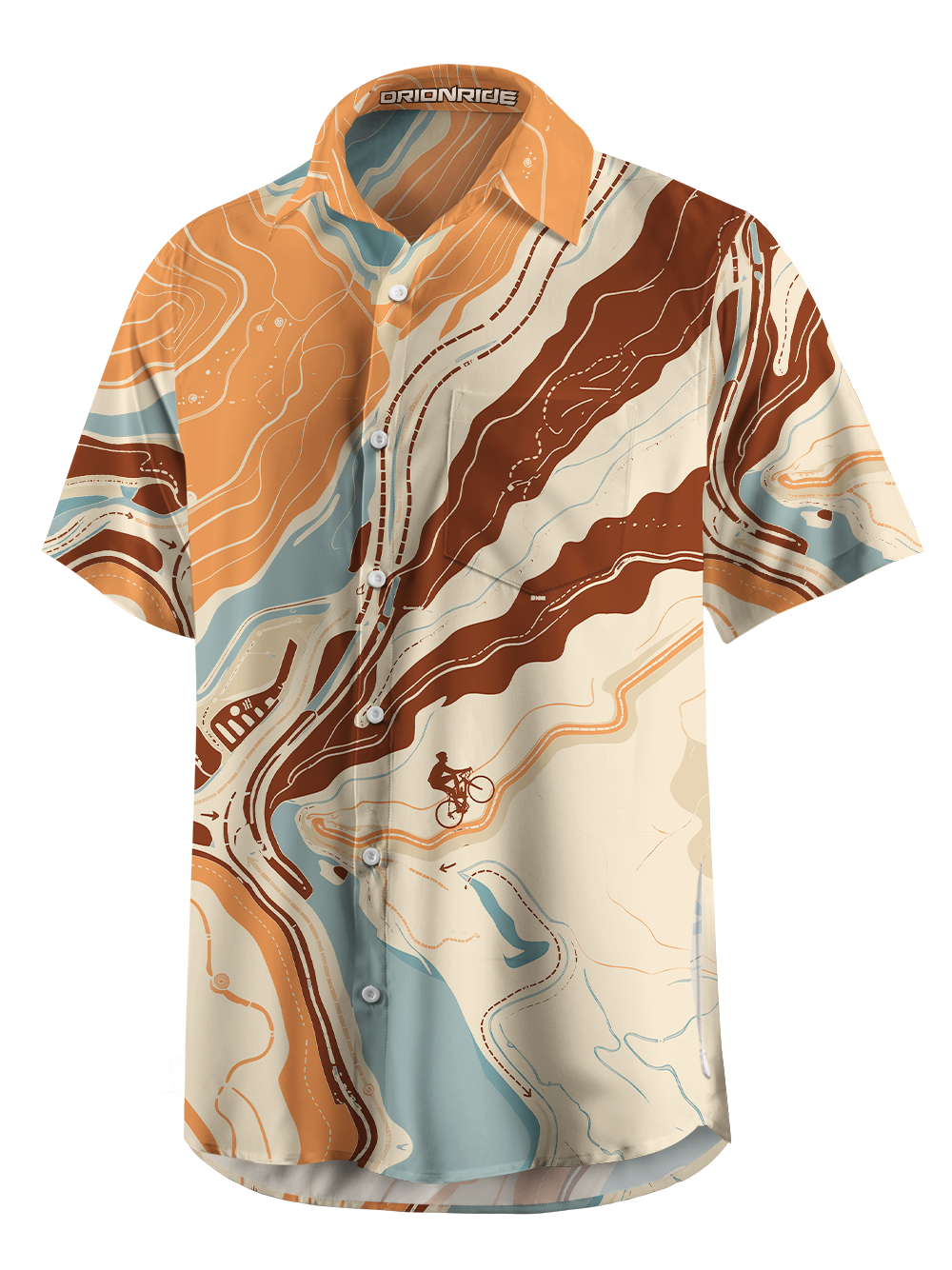 Orionride Map Ride Trail Zipper Pockets Ultra Lightweight Short Sleeves Gravel Shirt