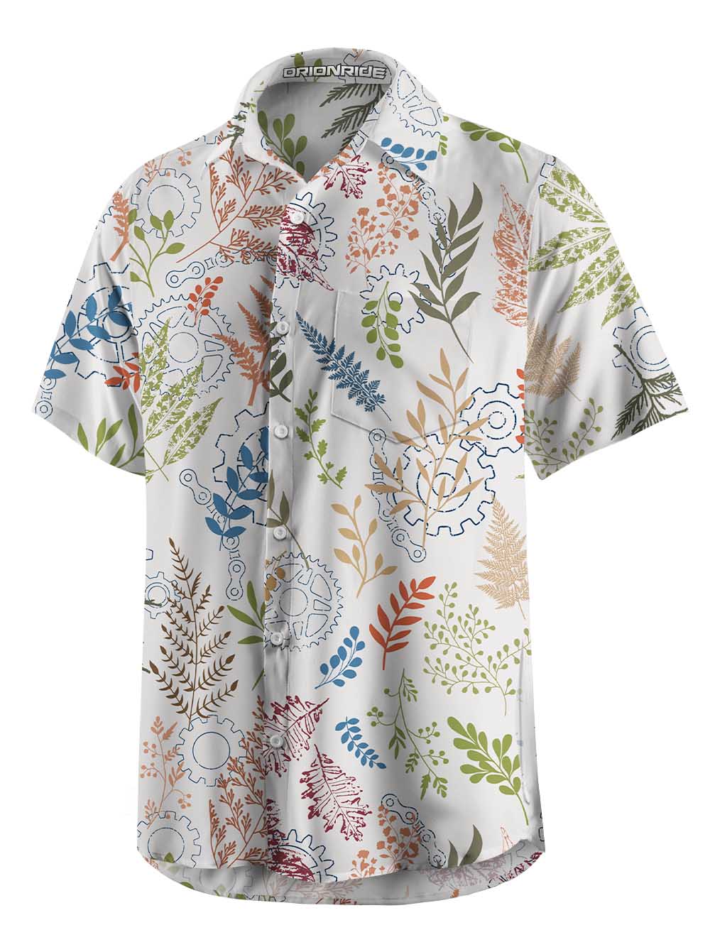 Orionride Painted Leaves Zipper Pockets Ultra Lightweight Short Sleeves Gravel Shirt