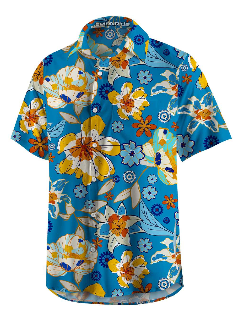 Orionride Budding Flowers Zipper Pockets Ultra Lightweight Short Sleeves Gravel Shirt