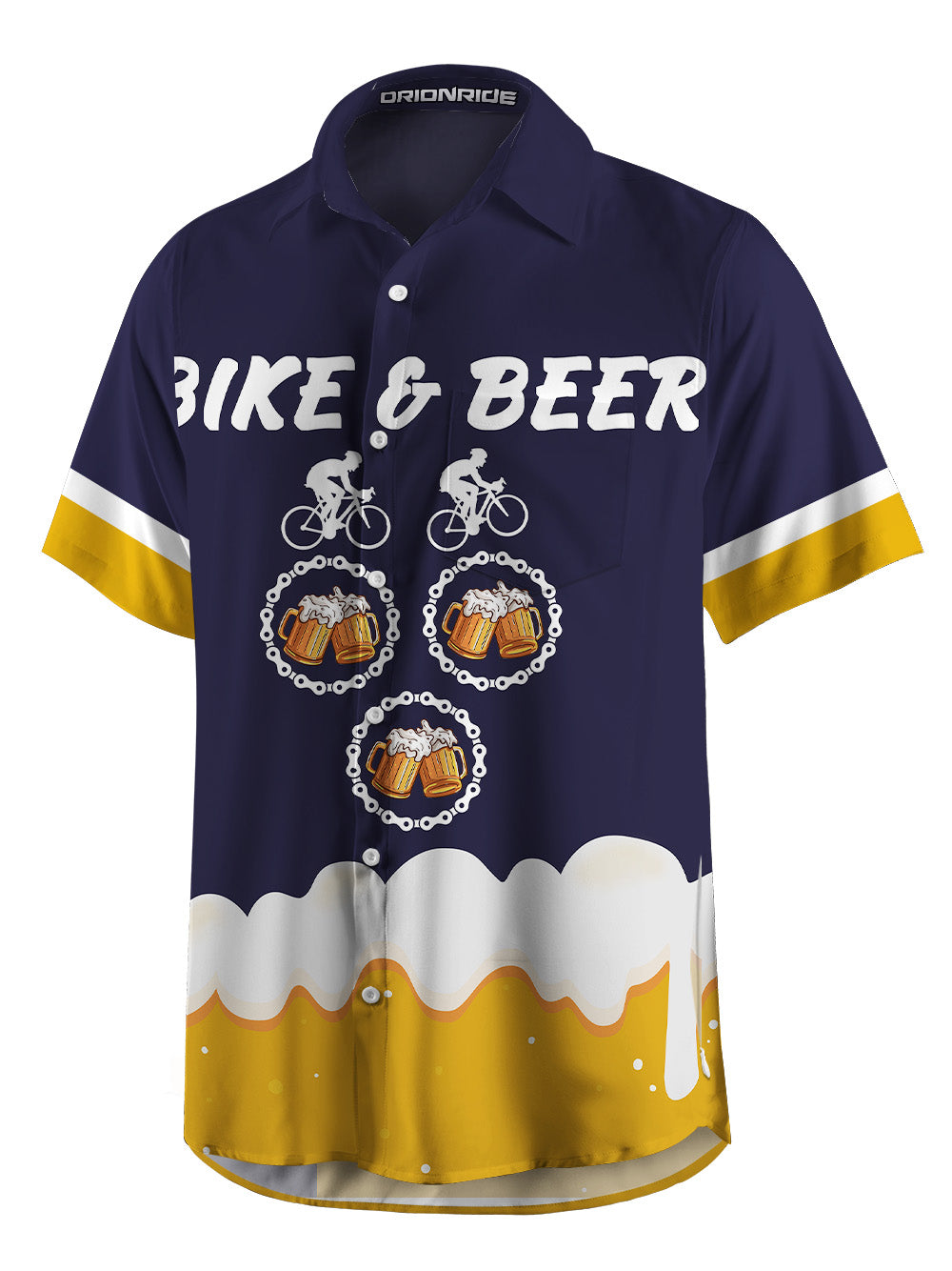 Orionride Bike And Beer Zipper Pockets Ultra Lightweight Short Sleeves Gravel Shirt