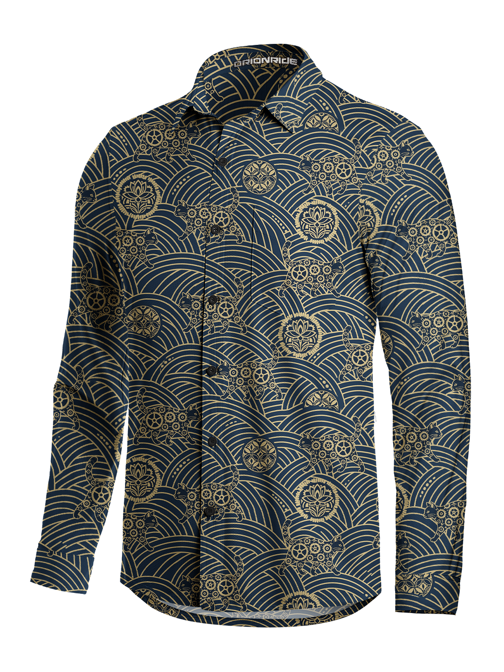 Orionride Textured Cat Men's Stretchy Breathable Long Sleeve Gravel Shirt