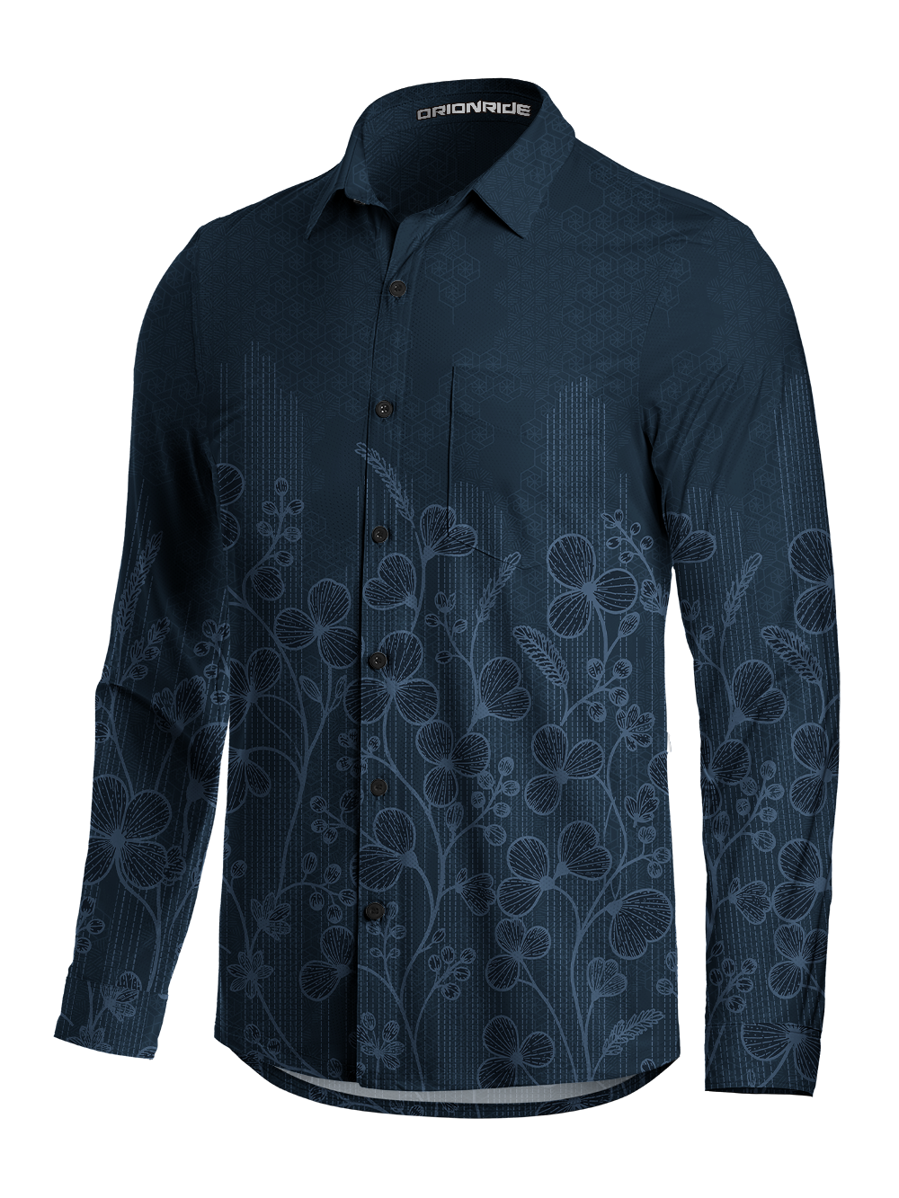 Orionride Botanical Etching Men's Stretchy Breathable Long Sleeve Gravel Shirt