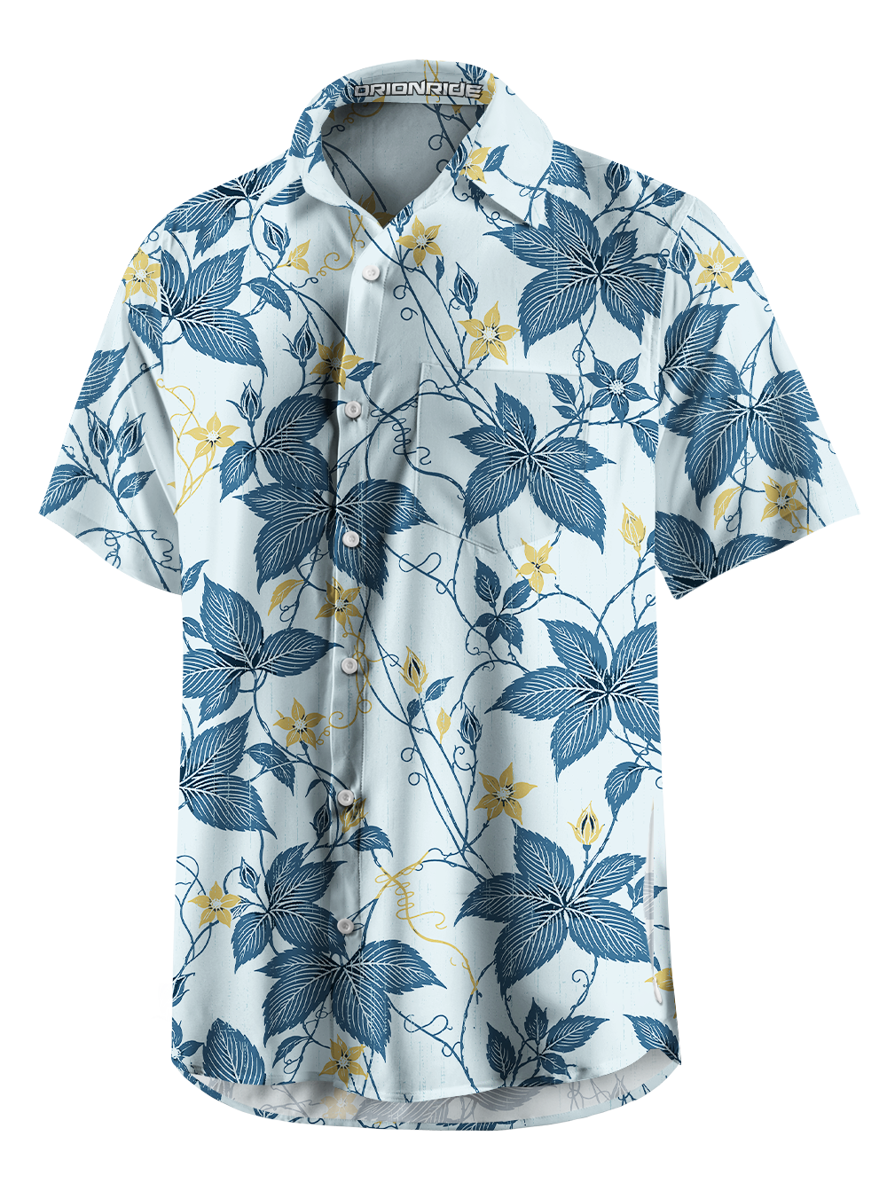 Orionride Botanical Etch Zipper Pockets Ultra Lightweight Short Sleeves Gravel Shirt