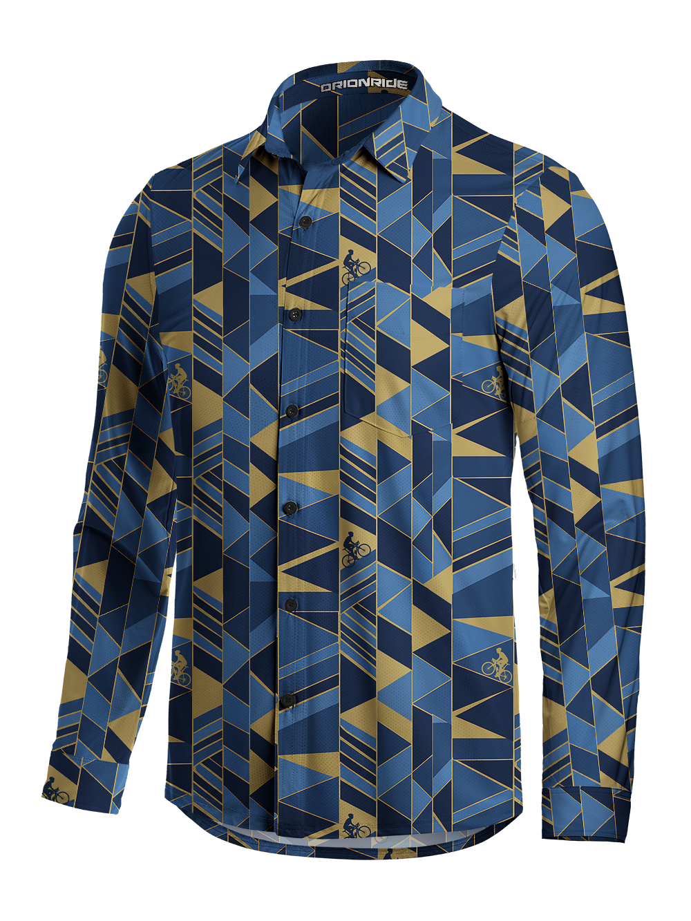 Orionride Geometric Velocity Men's Stretchy Breathable Long Sleeve Gravel Shirt