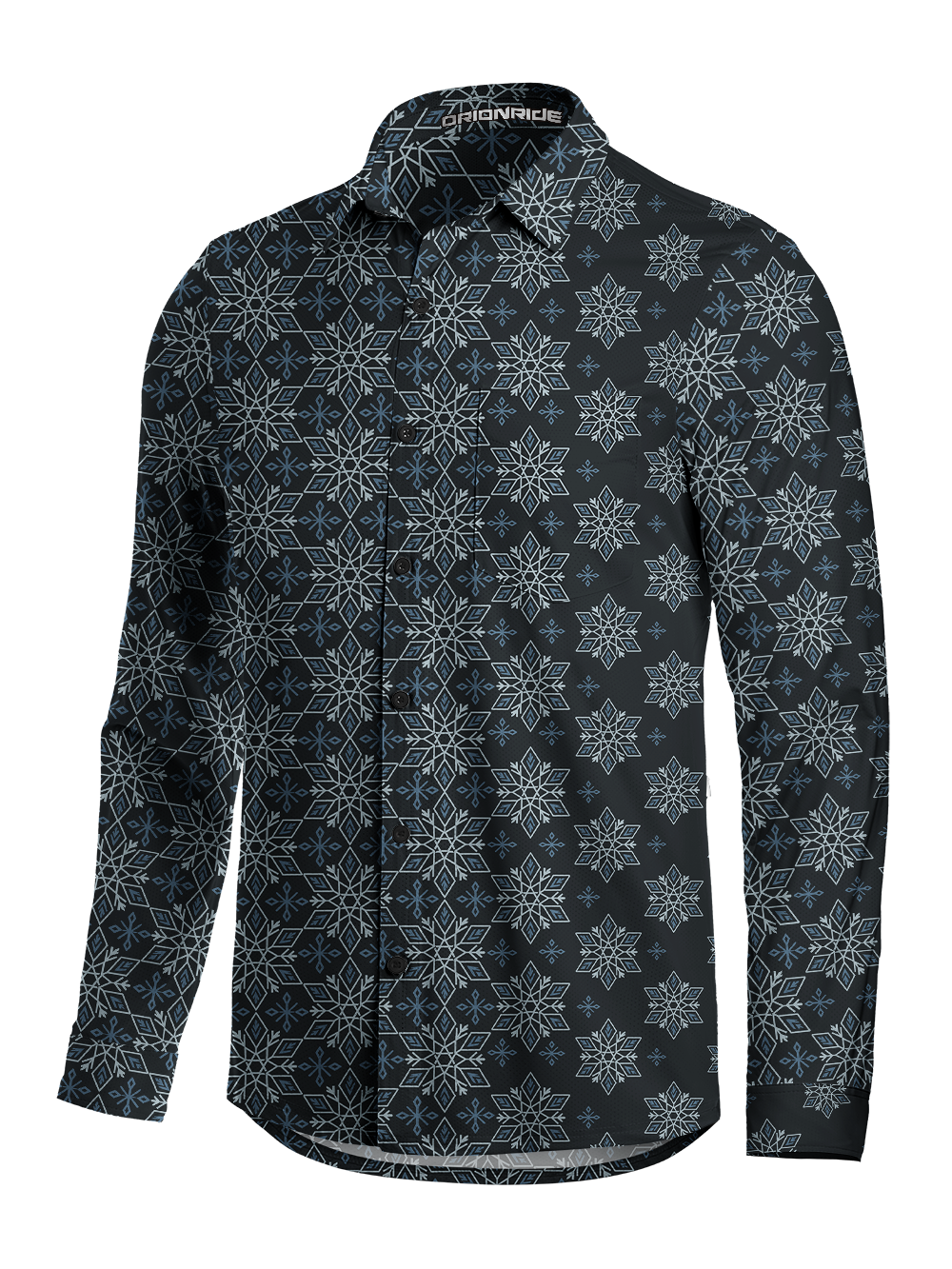 Orionride Dense Snowflakes Men's Stretchy Breathable Long Sleeve Gravel Shirt