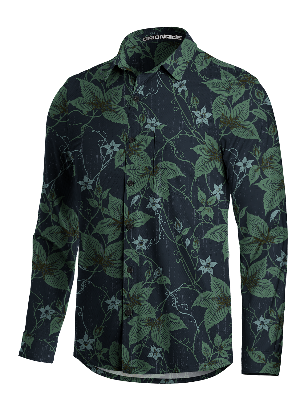 Orionride Botanical Etch Men's Stretchy Breathable Long Sleeve Gravel Shirt