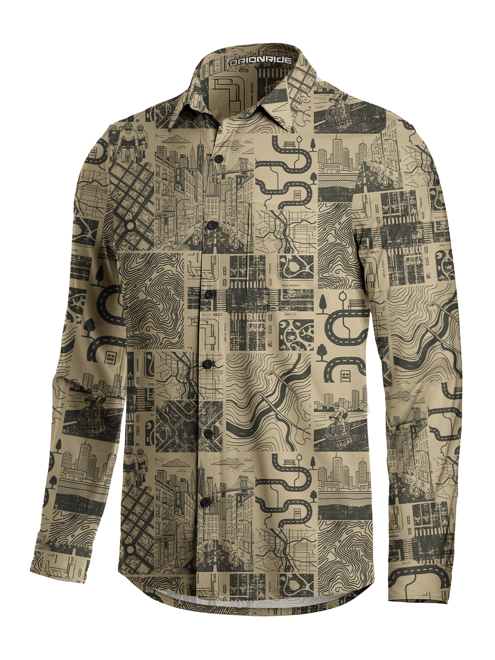 Orionride City Trail Code Men's Stretchy Breathable Long Sleeve Gravel Shirt