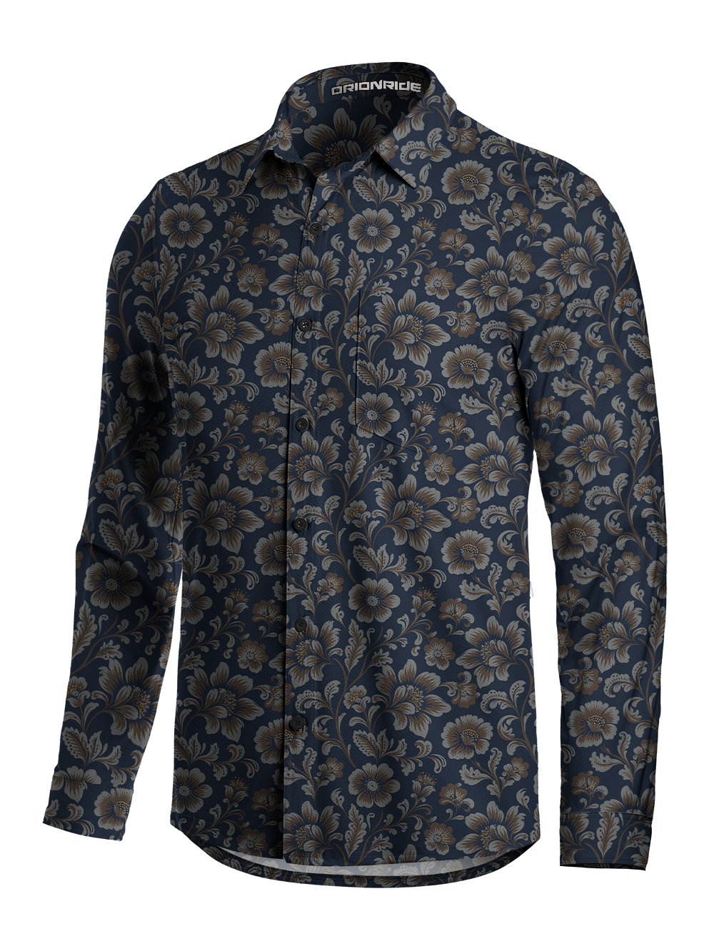 Orionride Vintage Florals Men's Stretchy Breathable Long Sleeve Gravel Shirt