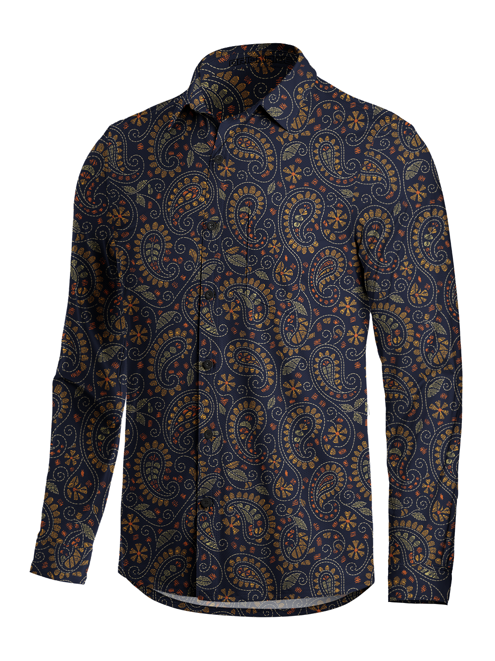 Orionride Paisley Night Men's Stretchy Breathable Long Sleeve Gravel Shirt