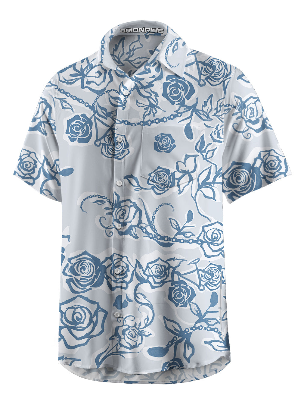 Orionride Rose Chain Zipper Pockets Ultra Lightweight Short Sleeves Gravel Shirt