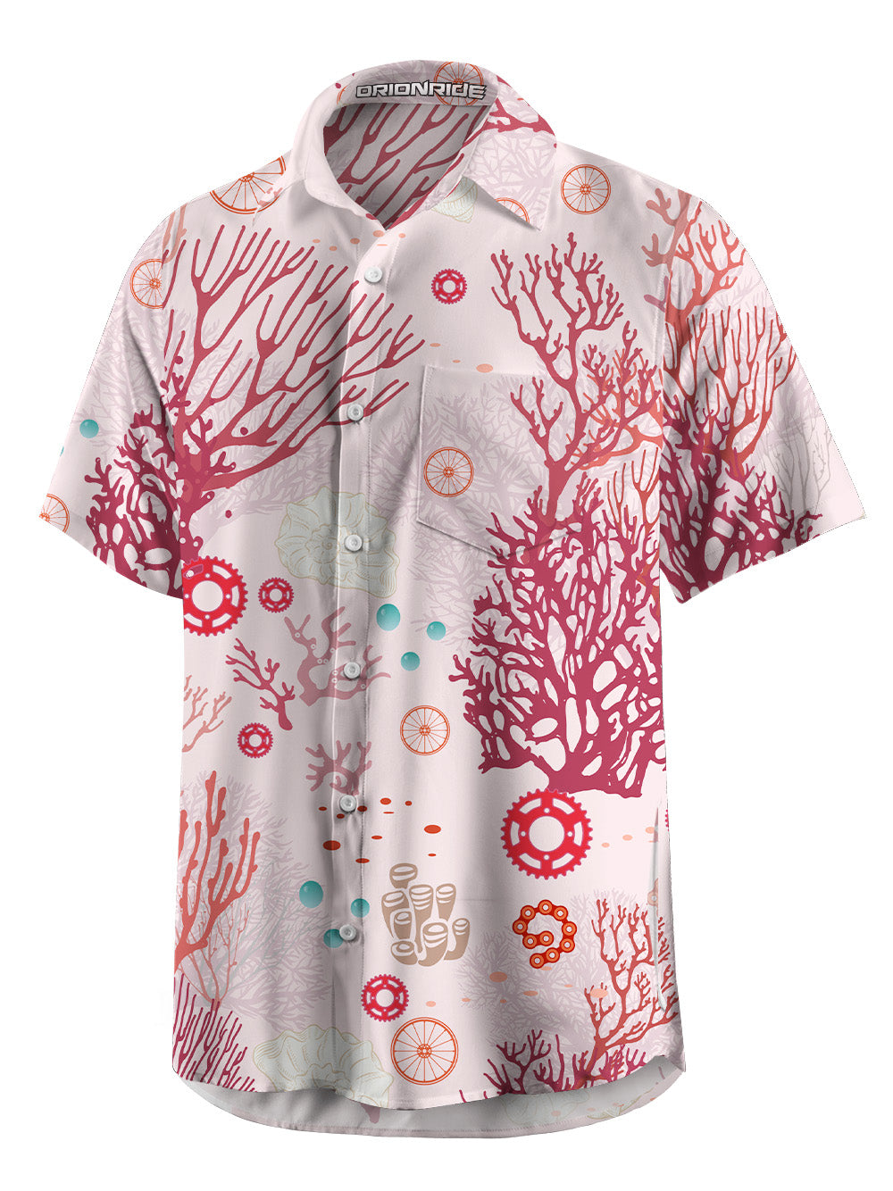 Orionride Pink Coral Zipper Pockets Ultra Lightweight Short Sleeves Gravel Shirt