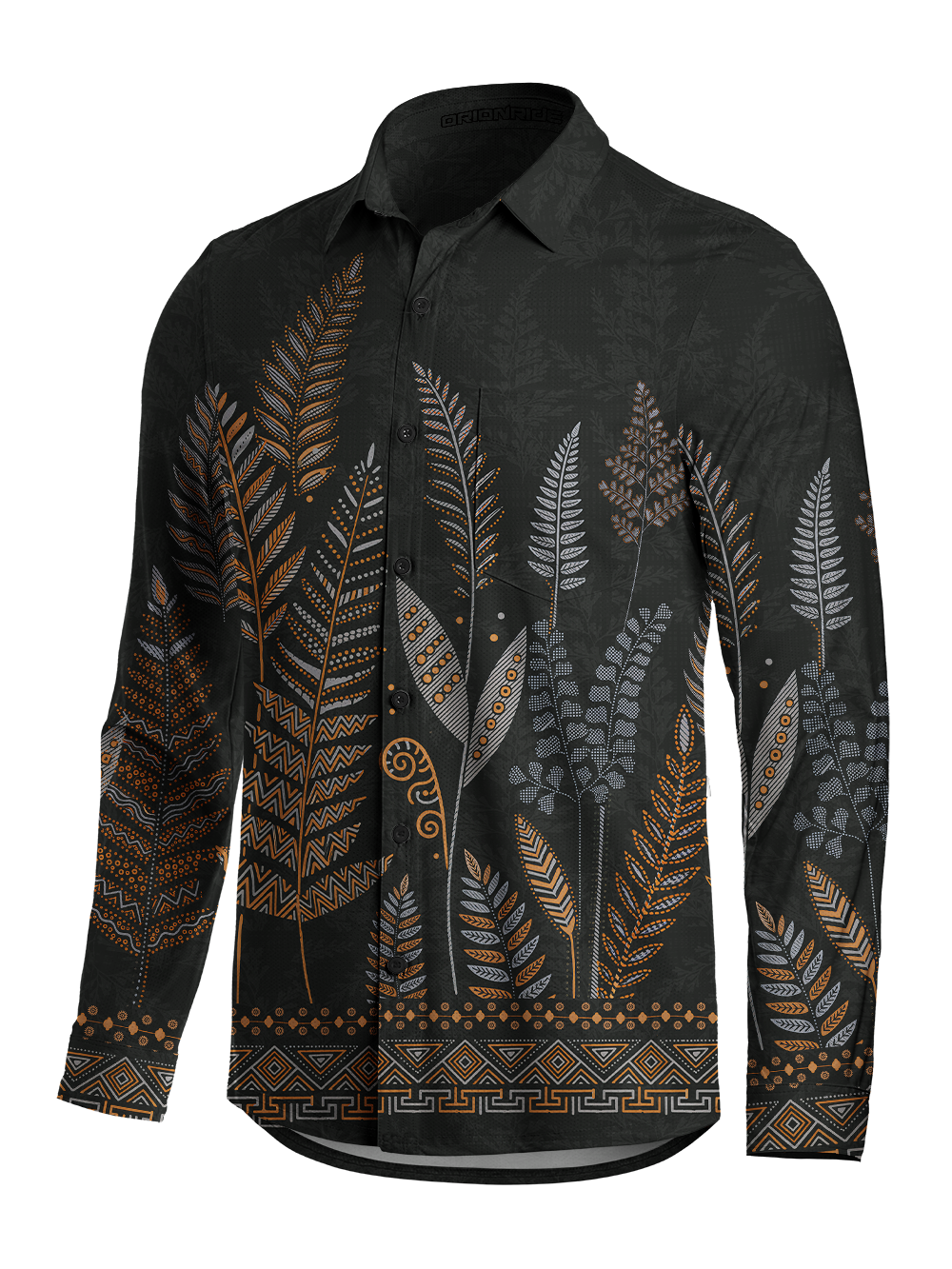 Orionride Night Fern Weave Men's Stretchy Breathable Long Sleeve Gravel Shirt