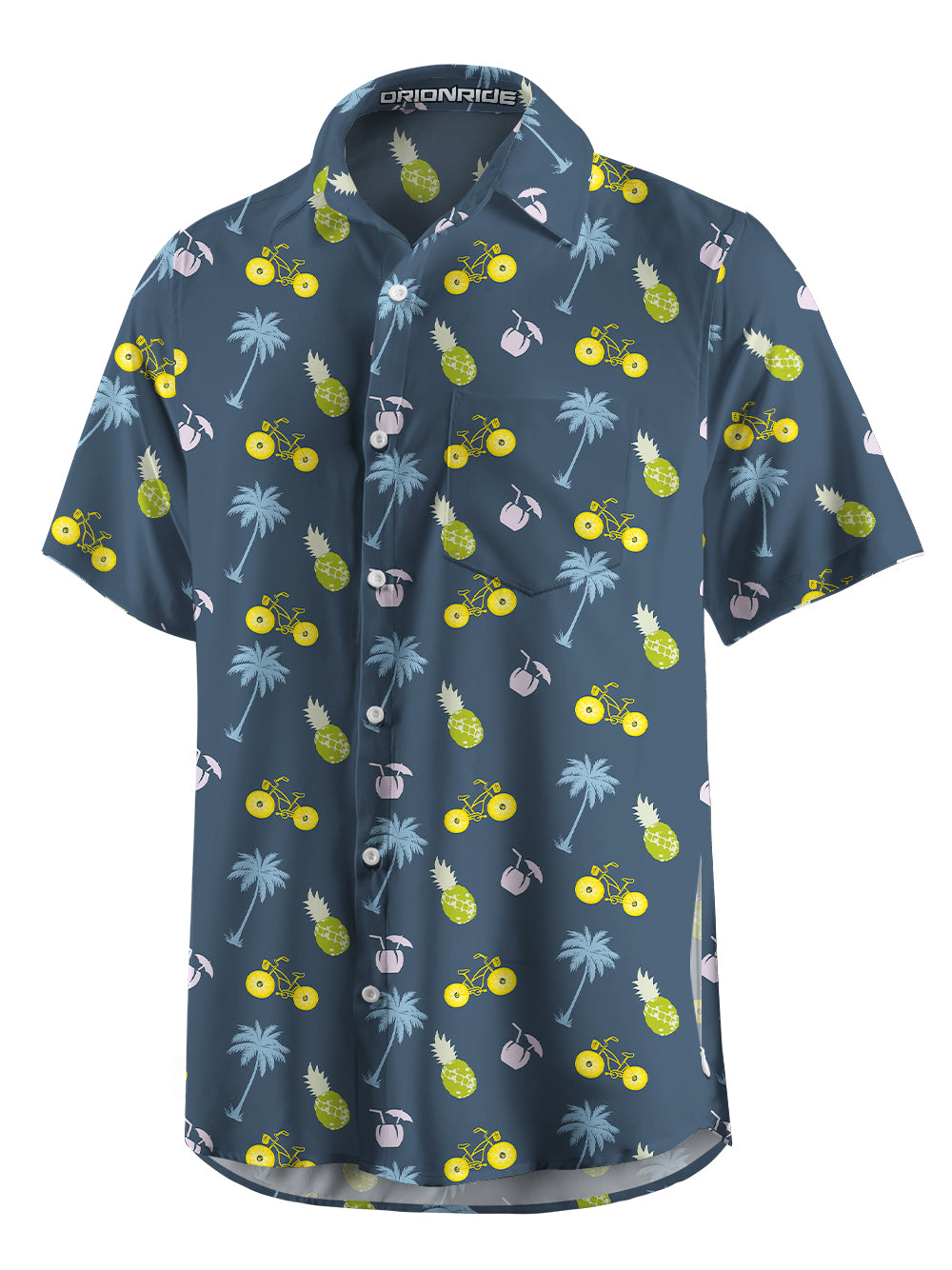 Orionride Tropical Fruits Zipper Pockets Ultra Lightweight Short Sleeves Gravel Shirt