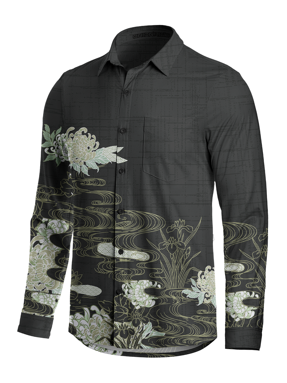 Orionride Golden Chrysanthemum Men's Stretchy Breathable Long Sleeve Gravel Shirt