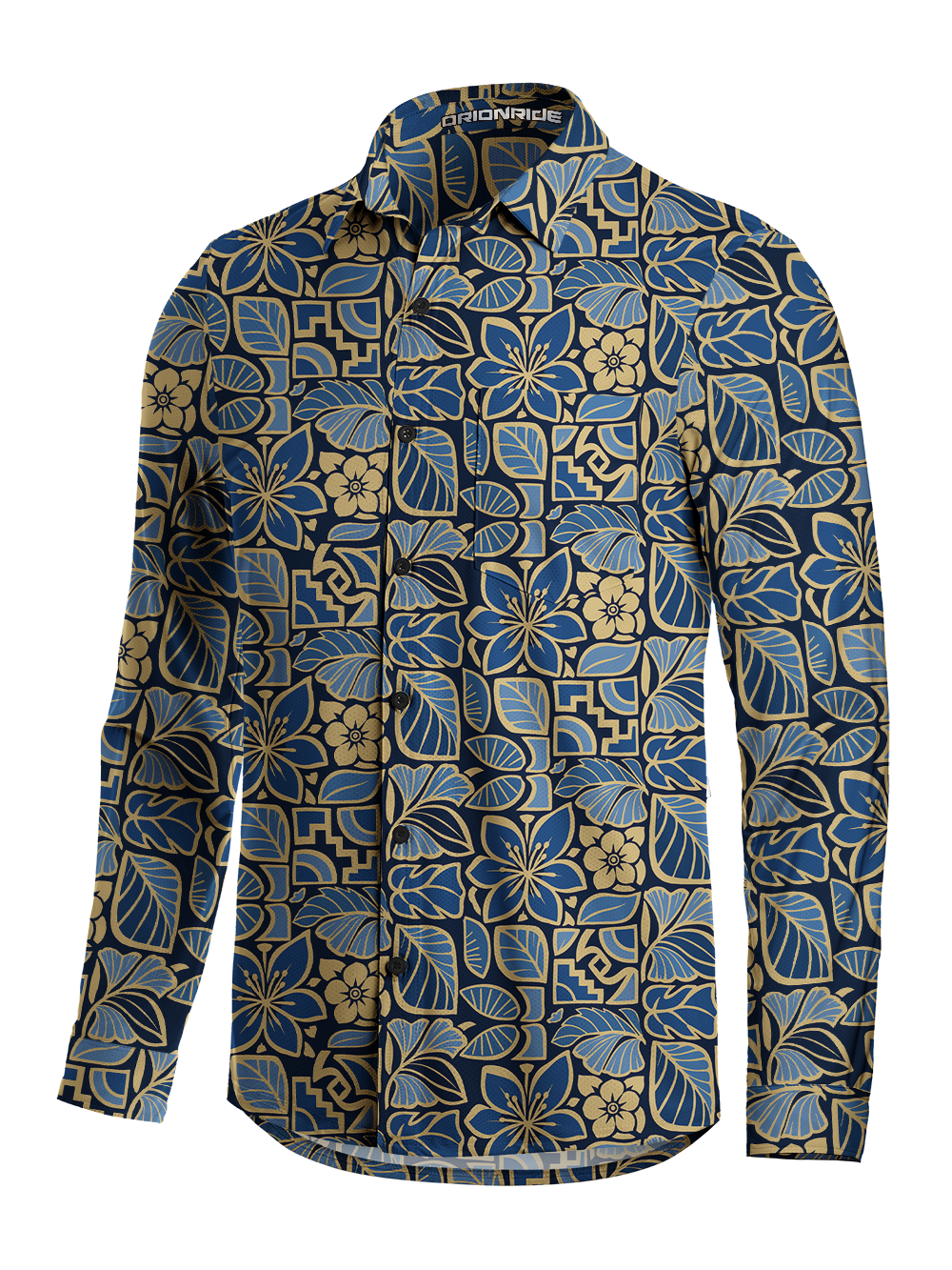 Orionride Tropical Mosai Men's Stretchy Breathable Long Sleeve Gravel Shirt
