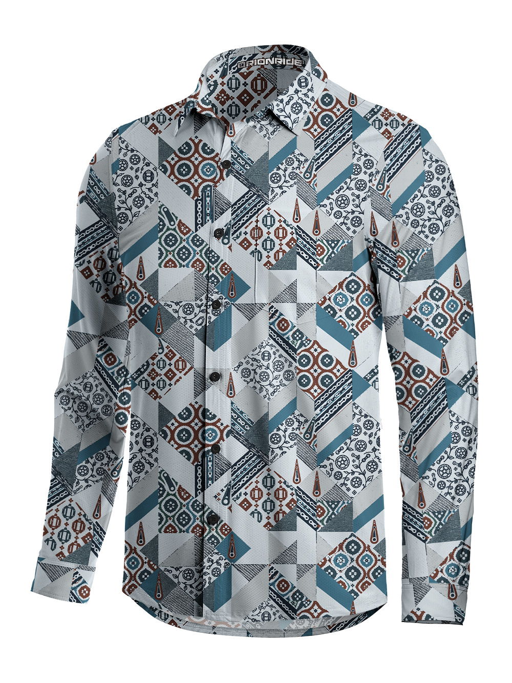 Orionride Geometric Heritage Men's Stretchy Breathable Long Sleeve Gravel Shirt