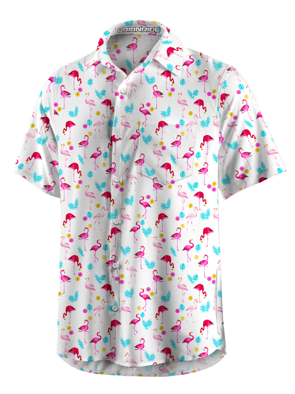 Orionride Dancing Flamingo Zipper Pockets Ultra Lightweight Short Sleeves Gravel Shirt