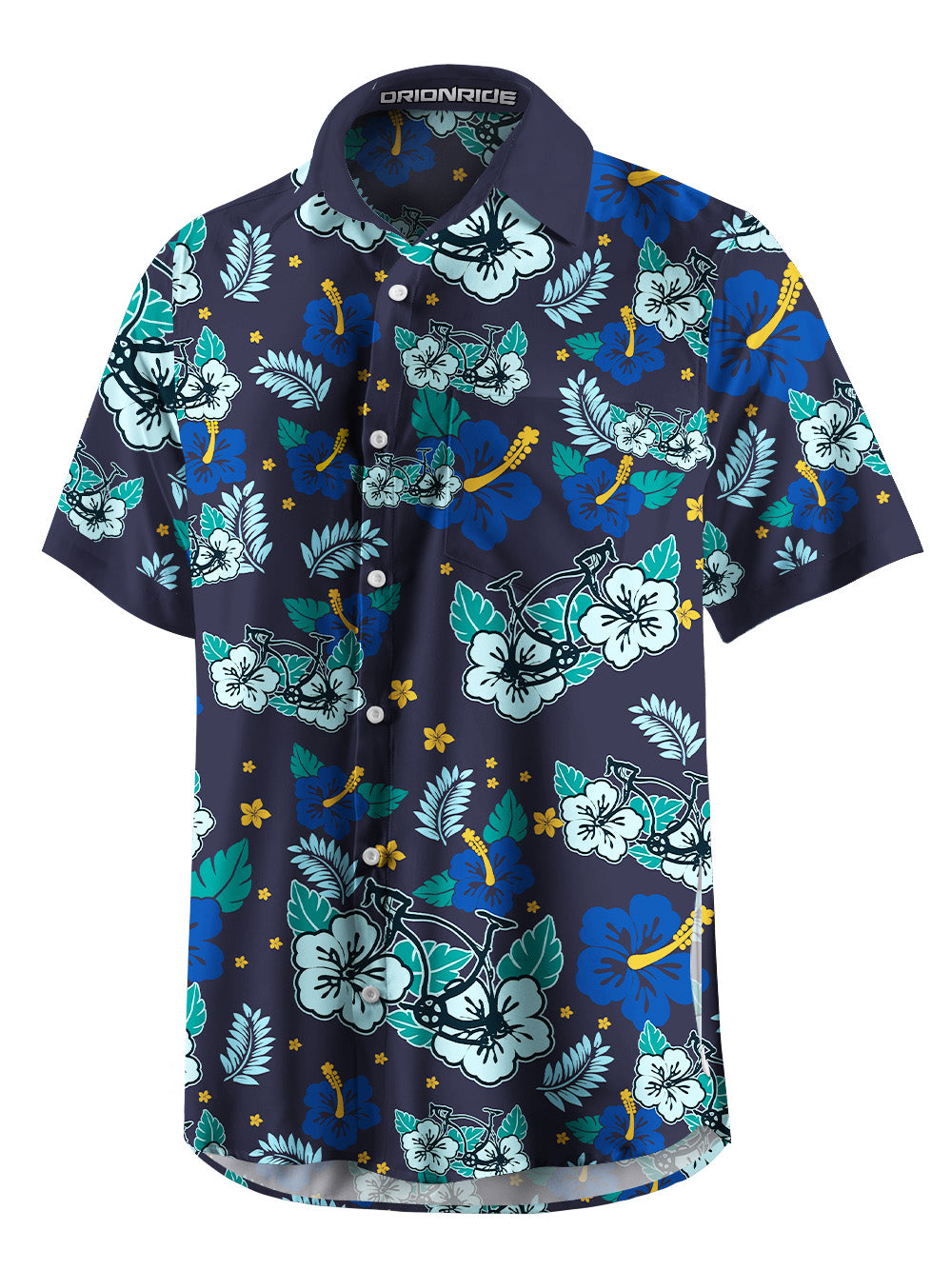 Orionride Hibiscus Bicycle Zipper Pockets Ultra Lightweight Short Sleeves Gravel Shirt