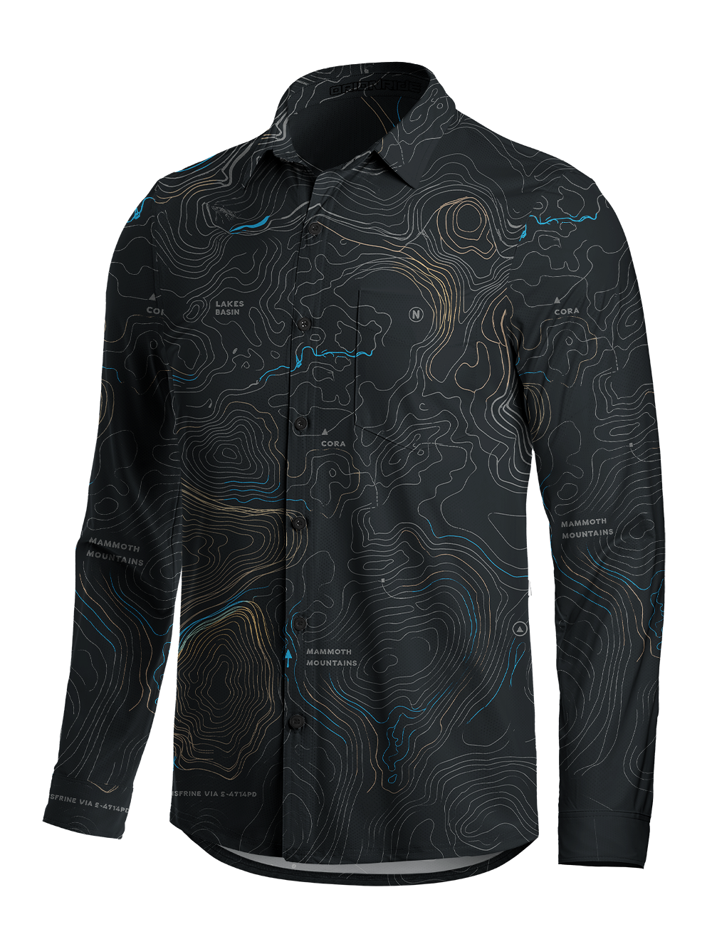 Orionride Panoramic Map Men's Stretchy Breathable Long Sleeve Gravel Shirt