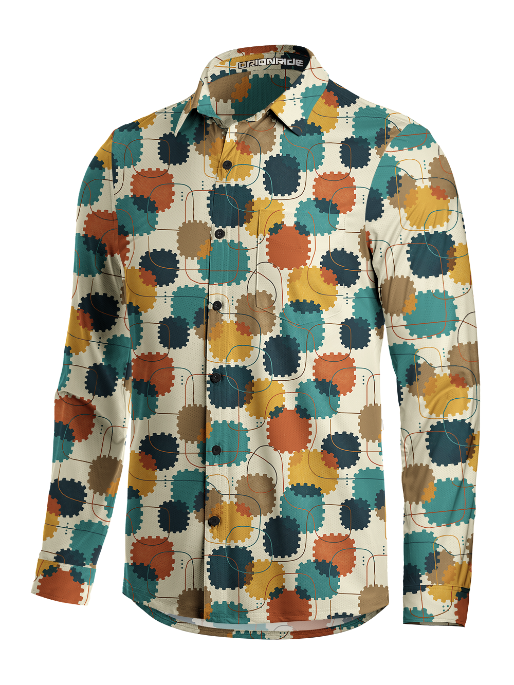 Orionride Interlocking Rhythm Men's Stretchy Breathable Long Sleeve Gravel Shirt