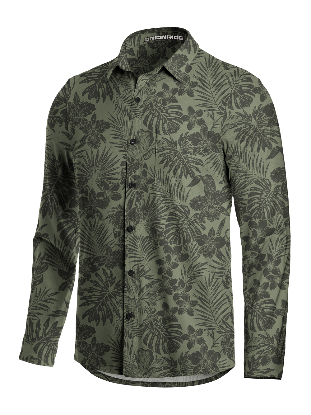 Orionride Frangipani Bushes Men's Stretchy Breathable Long Sleeve Gravel Shirt