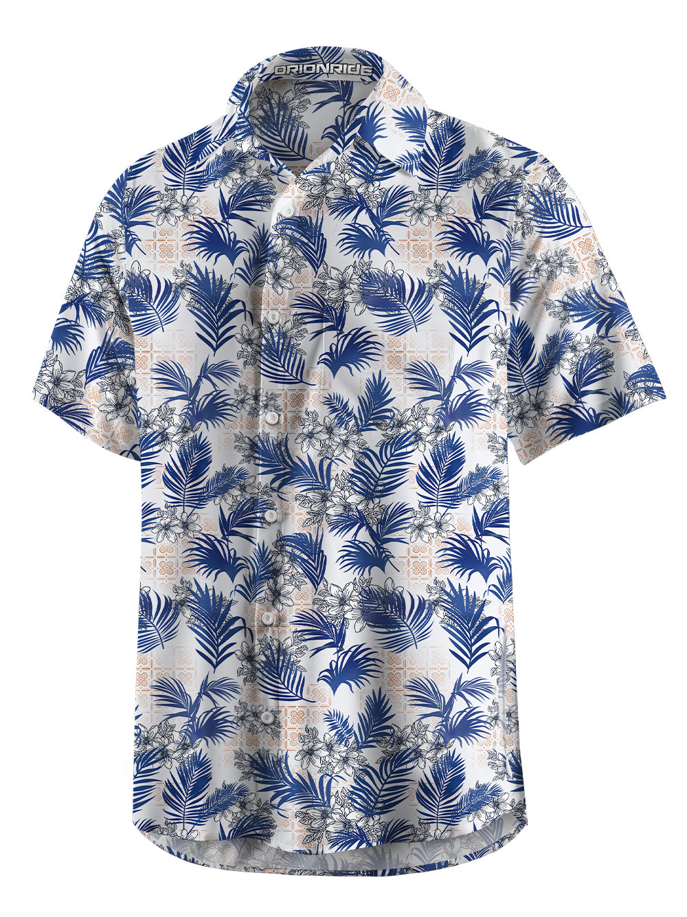 Orionride Blue Leaves Zipper Pockets Ultra Lightweight Short Sleeves Gravel Shirt