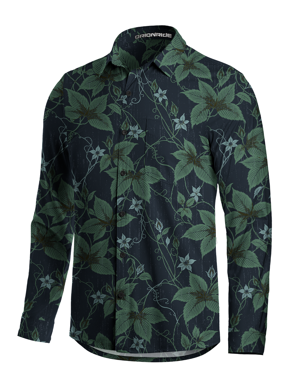 Orionride Botanical Etch Men's Stretchy Breathable Long Sleeve Gravel Shirt