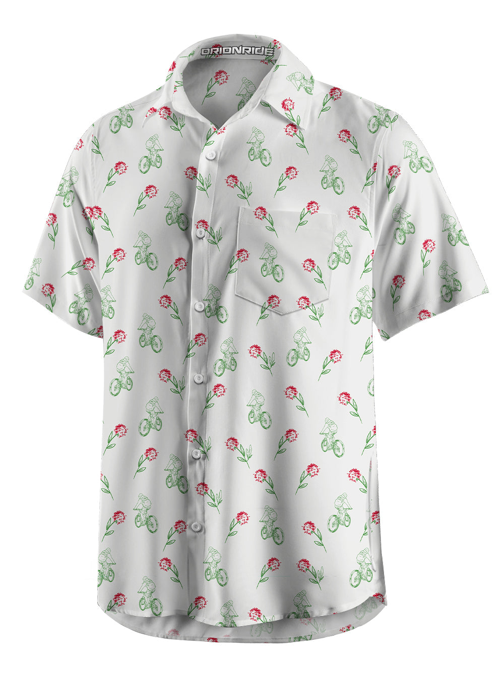 Orionride Clusters Of Flowers Zipper Pockets Ultra Lightweight Short Sleeves Gravel Shirt