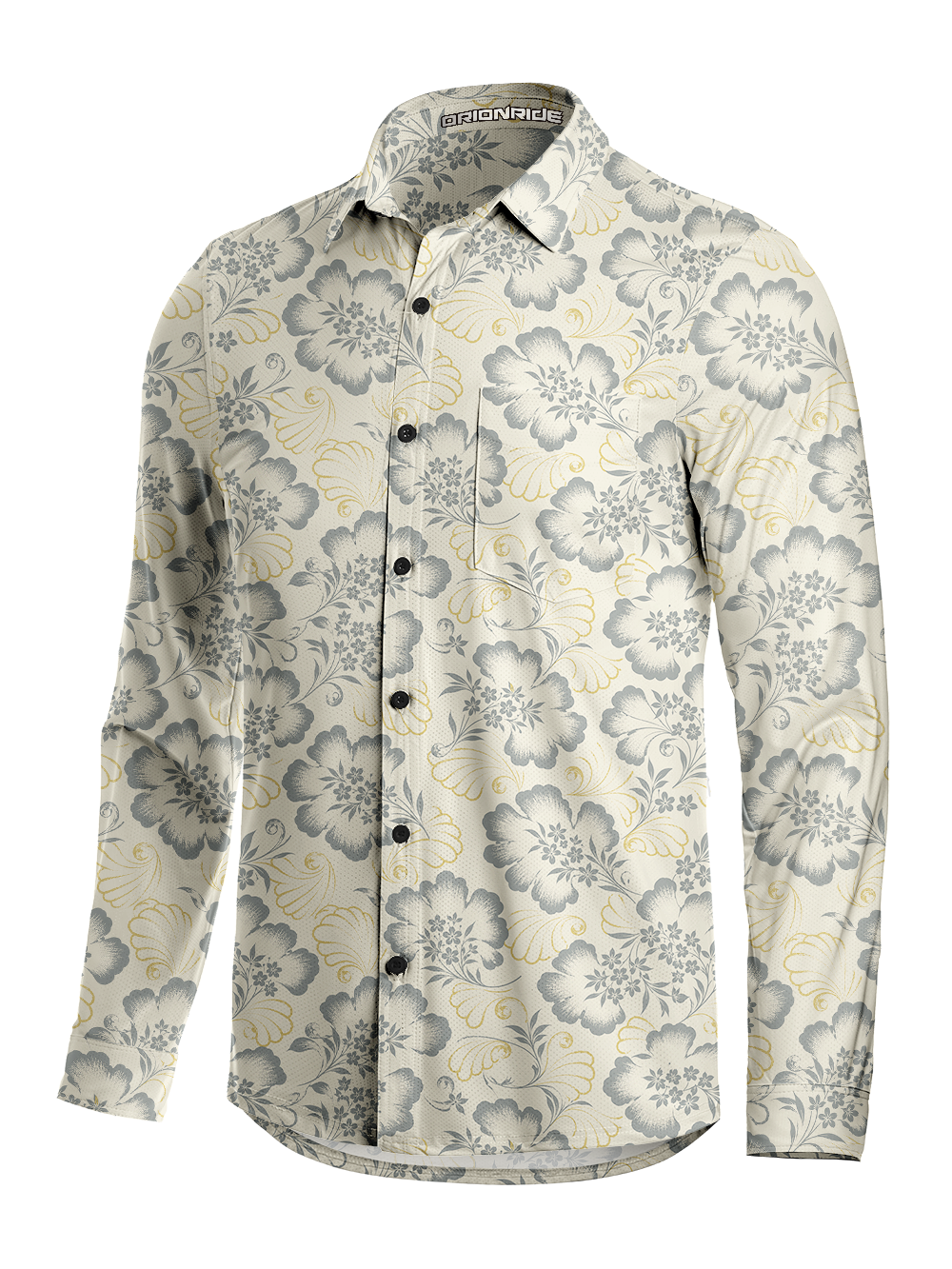Orionride Floral Cadence Men's Stretchy Breathable Long Sleeve Gravel Shirt