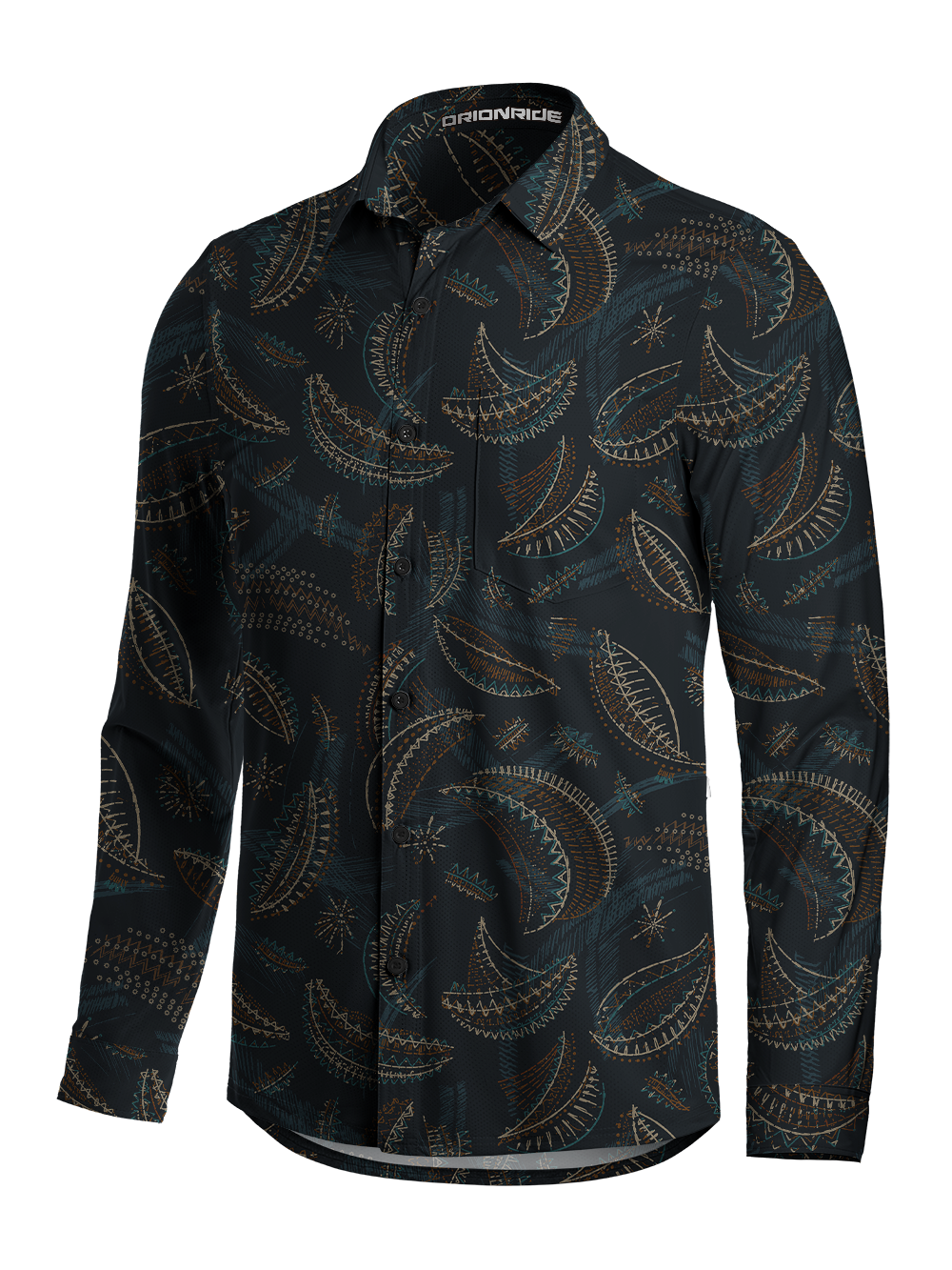 Orionride Mechanical Tapestry Men's Stretchy Breathable Long Sleeve Gravel Shirt