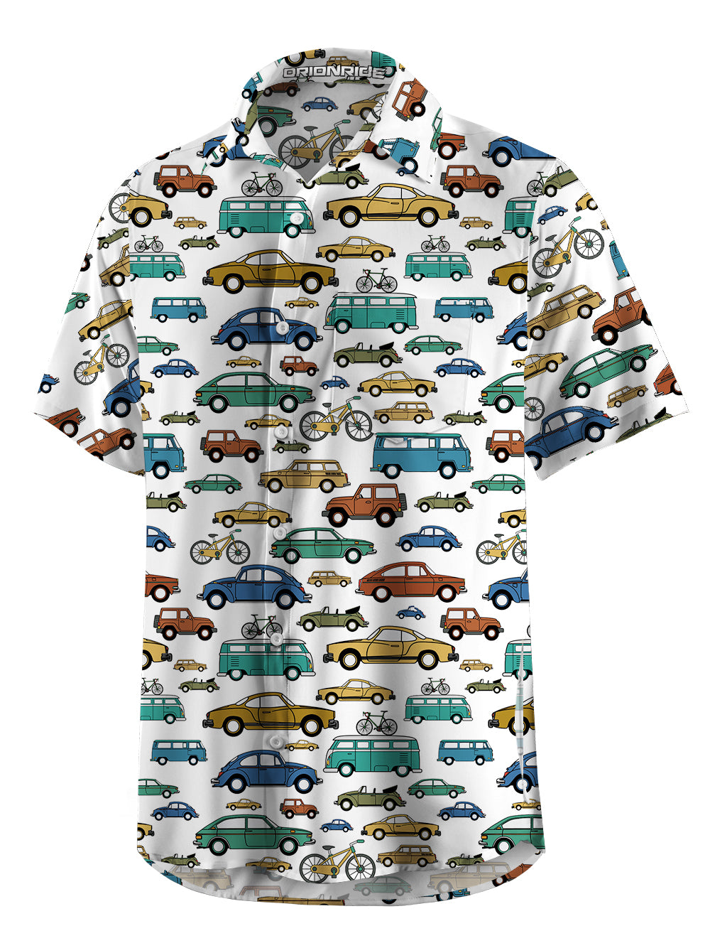 Orionride Short Sleeves Vintage Vehicles Zipper Pockets Ultra Lightweight Gravel Shirt