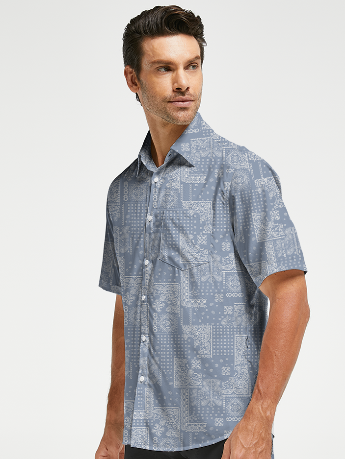 Orionride Cashew Flower Of Wealth Zipper Pockets Ultra Lightweight Short Sleeves Gravel Shirt