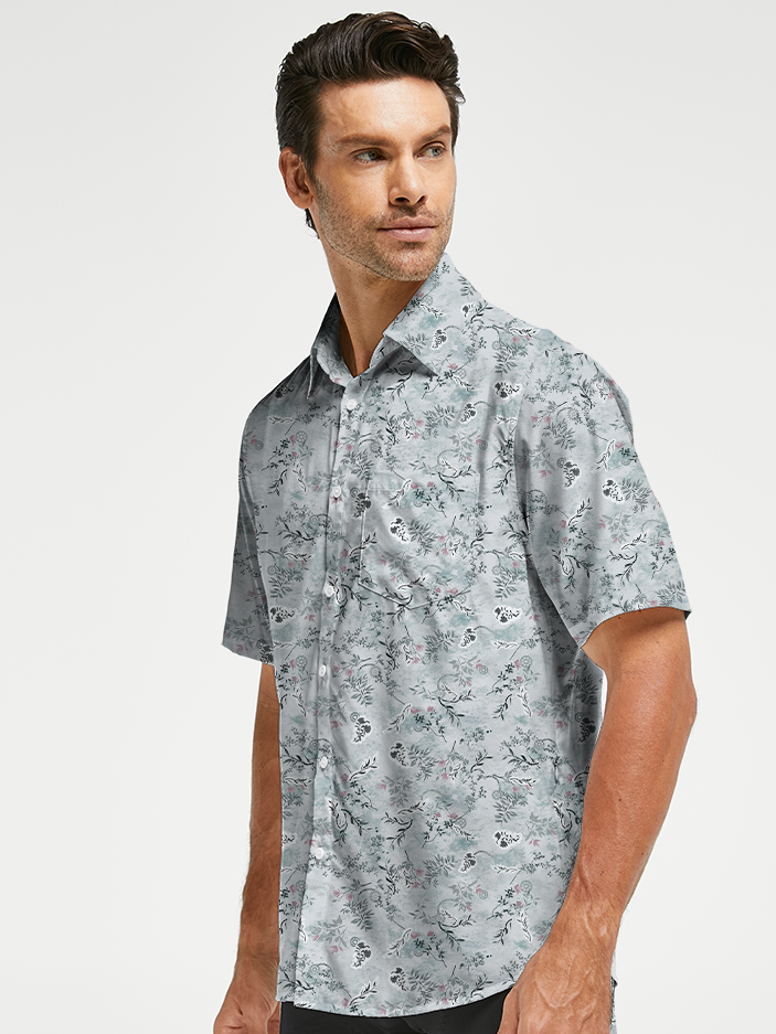 Orionride Whispering Leaves Zipper Pockets Ultra Lightweight Short Sleeves Gravel Shirt