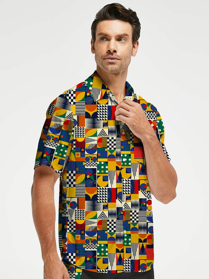 Orionride Geometric Shape Splicing Zipper Pockets Ultra Lightweight Short Sleeves Gravel Shirt