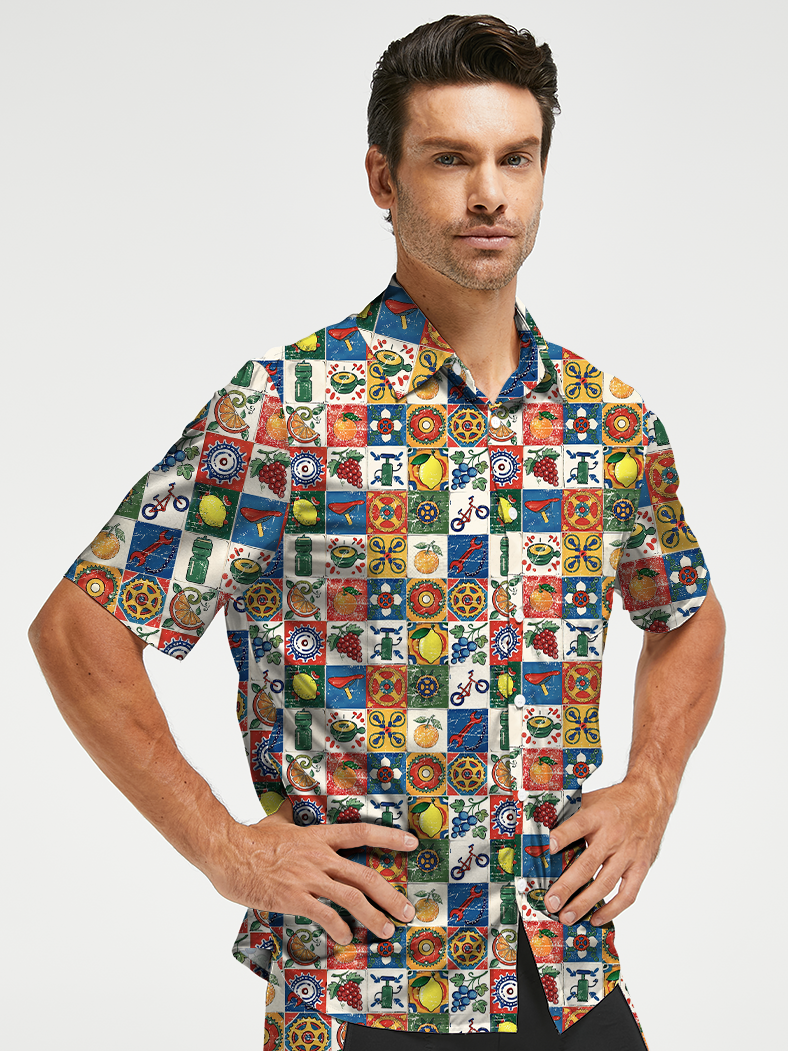 Orionride Fruits And Gears Zipper Pockets Ultra Lightweight Short Sleeves Gravel Shirt