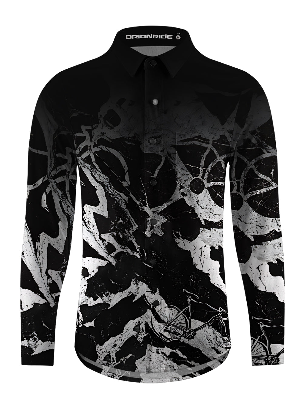 Orionride Abstract Bicycle Men's Stretchy Breathable Long Sleeve Gravel Shirt