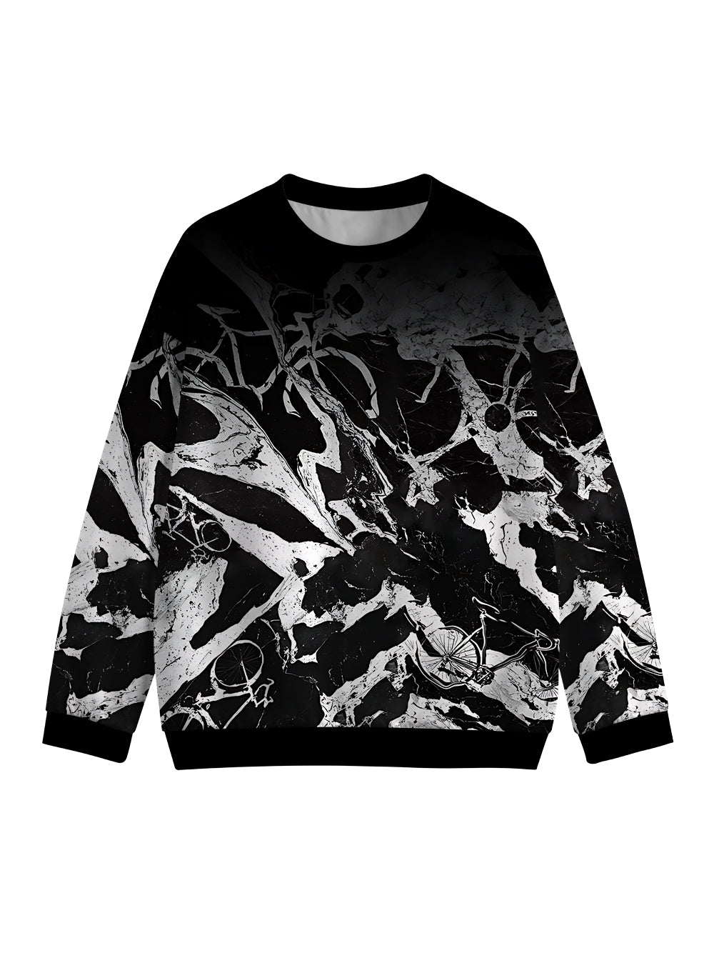 Orionride Abstract Bicycle Crew Neck Pullover Sweatshirt