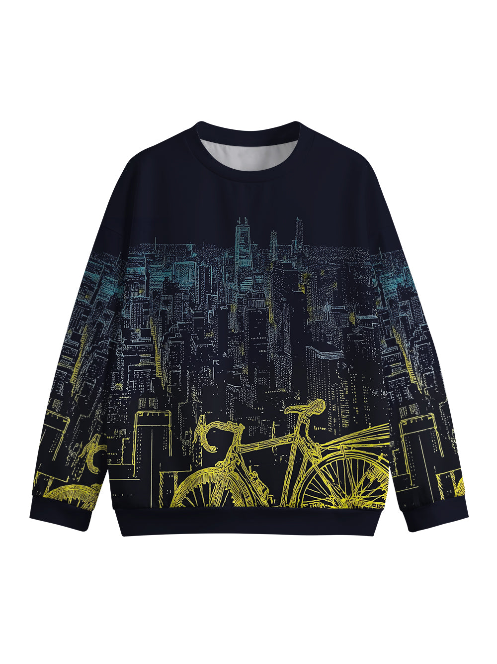 Orionride City Night View Crew Neck Pullover Sweatshirt