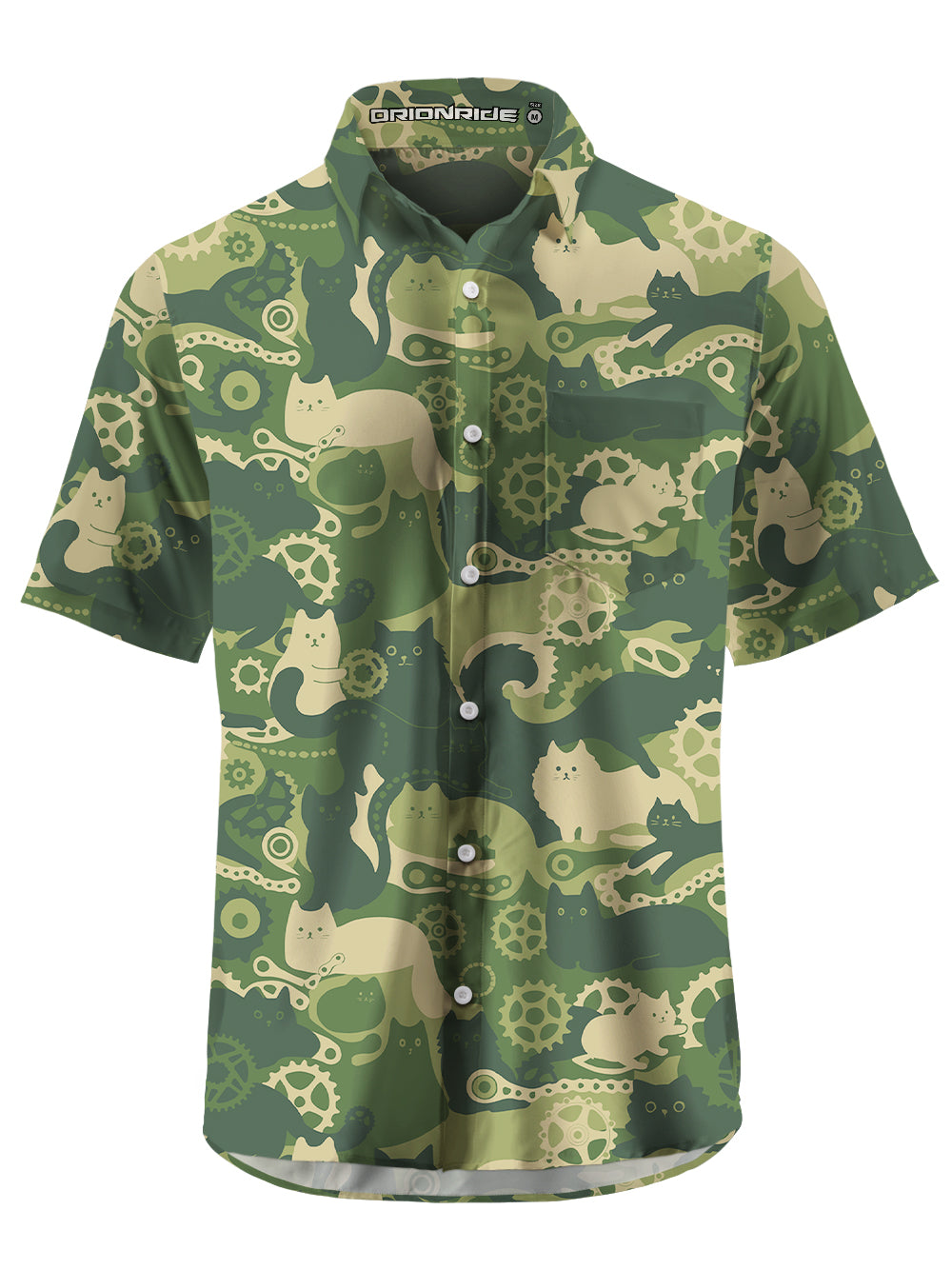 Orionride Cat Playing With Gears Zipper Pockets Ultra Lightweight Short Sleeves Gravel Shirt