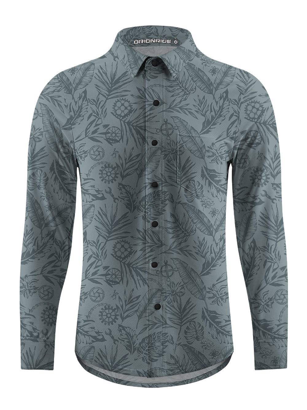 Orionride Leaves And Gears Men's Stretchy Breathable Long Sleeve Gravel Shirt