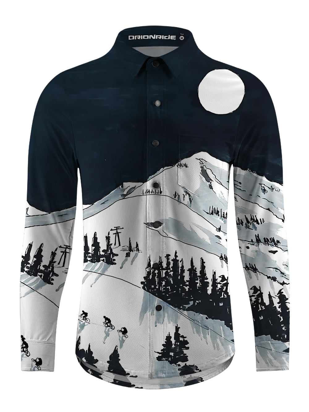 Orionride Snow Mountain Men's Stretchy Breathable Long Sleeve Gravel Shirt