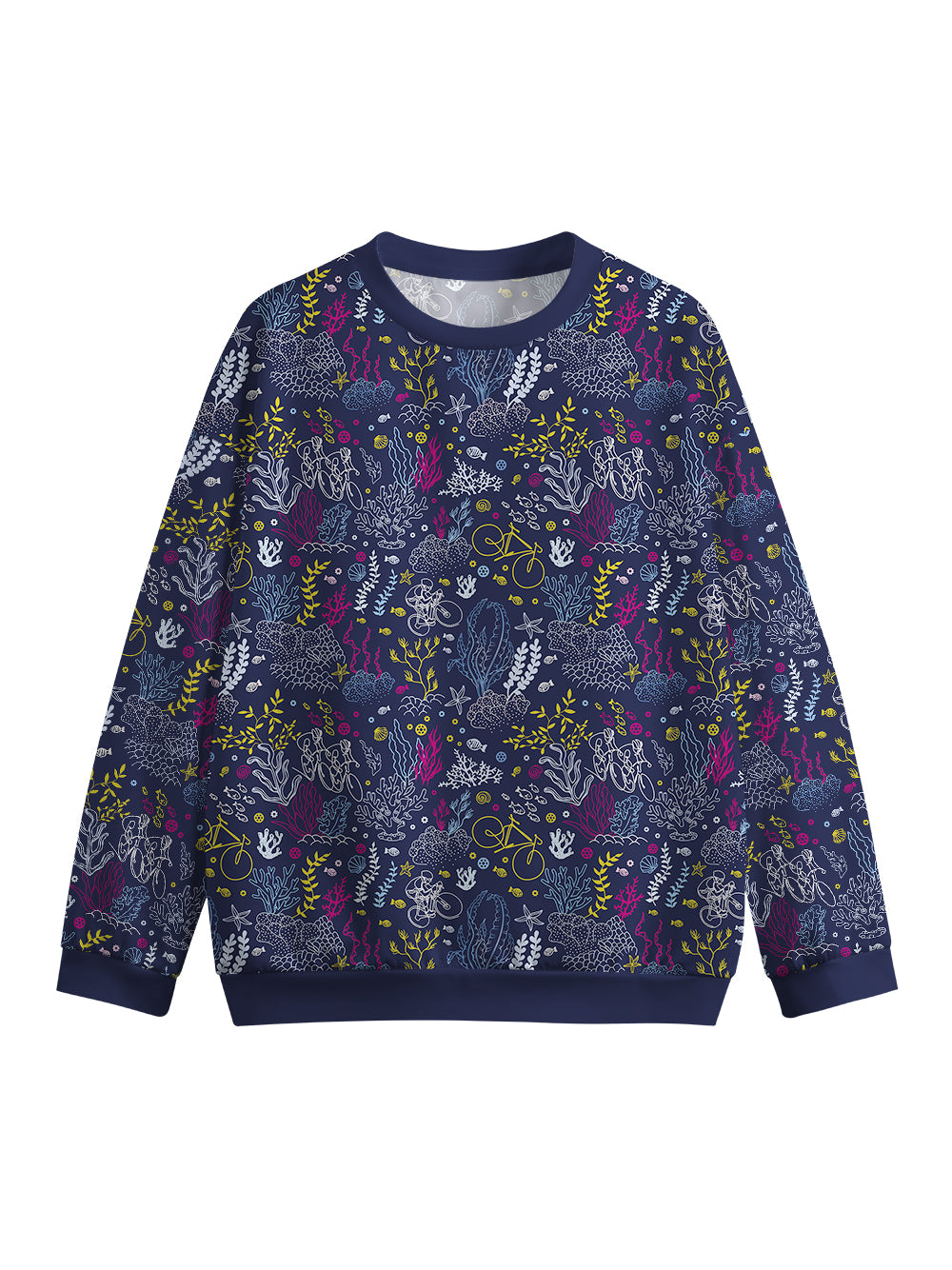 Orionride Coral Bike Crew Neck Pullover Sweatshirt