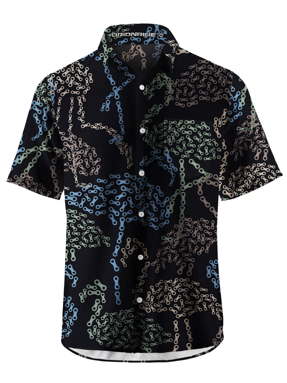 Orionride Chain Flamingos Zipper Pockets Ultra Lightweight Short Sleeves Gravel Shirt