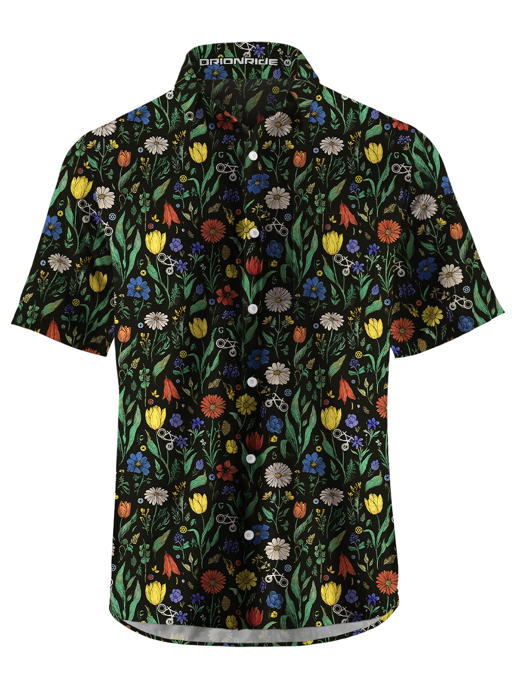 Orionride Bright Flowers Zipper Pockets Ultra Lightweight Short Sleeves Gravel Shirt